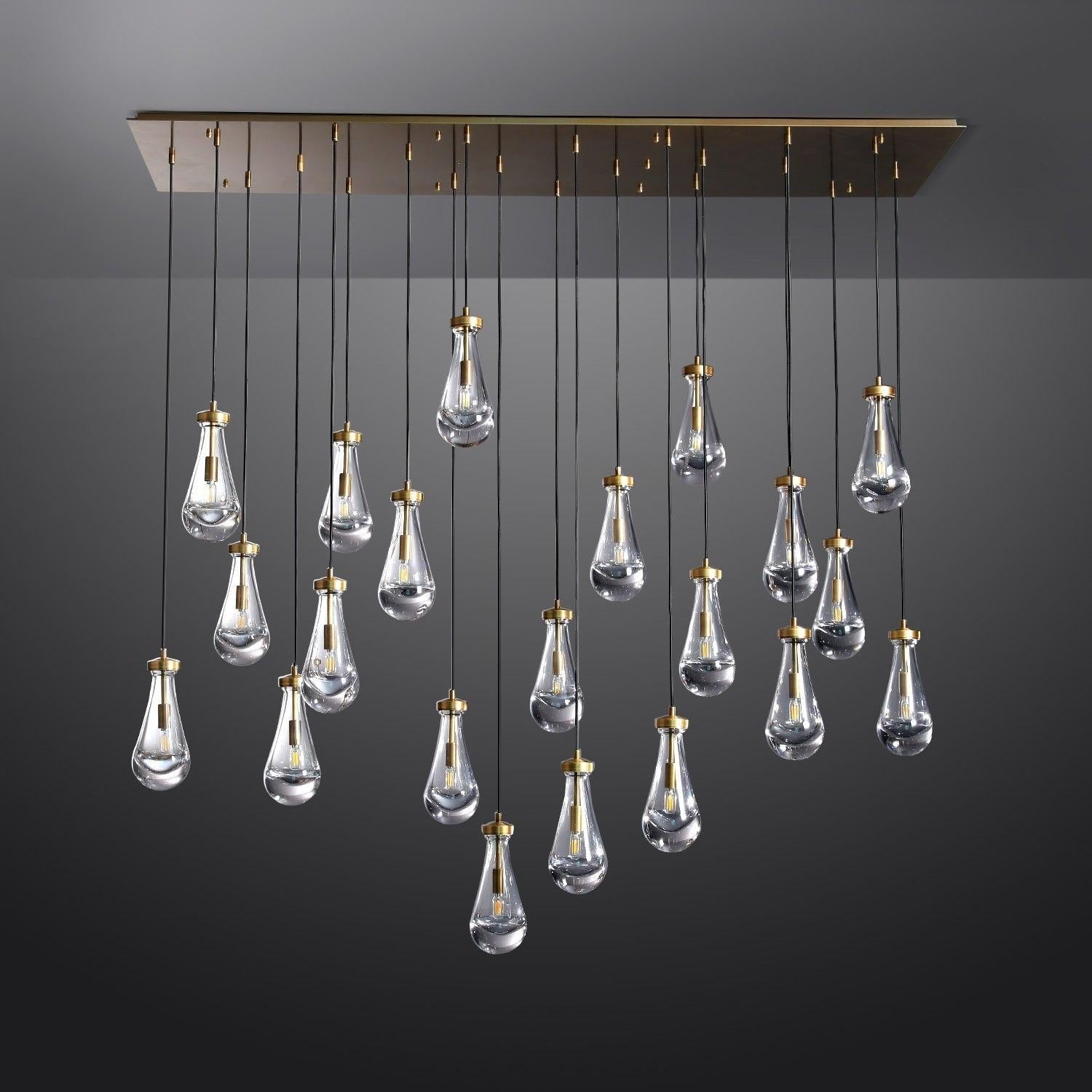 72 Inch Raindrop Glass Linear Chandelier – Ava