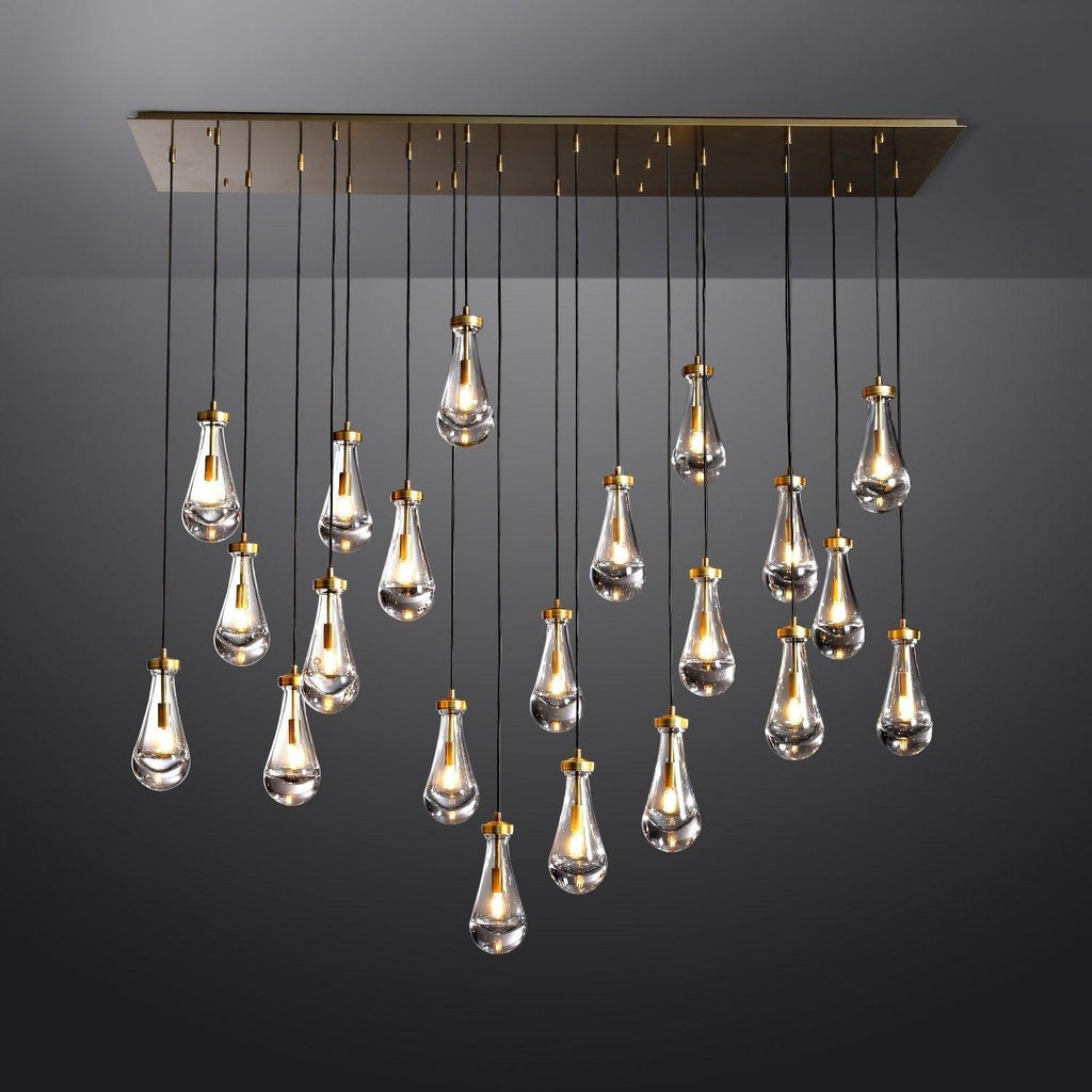 72 Inch Raindrop Glass Linear Chandelier – Ava