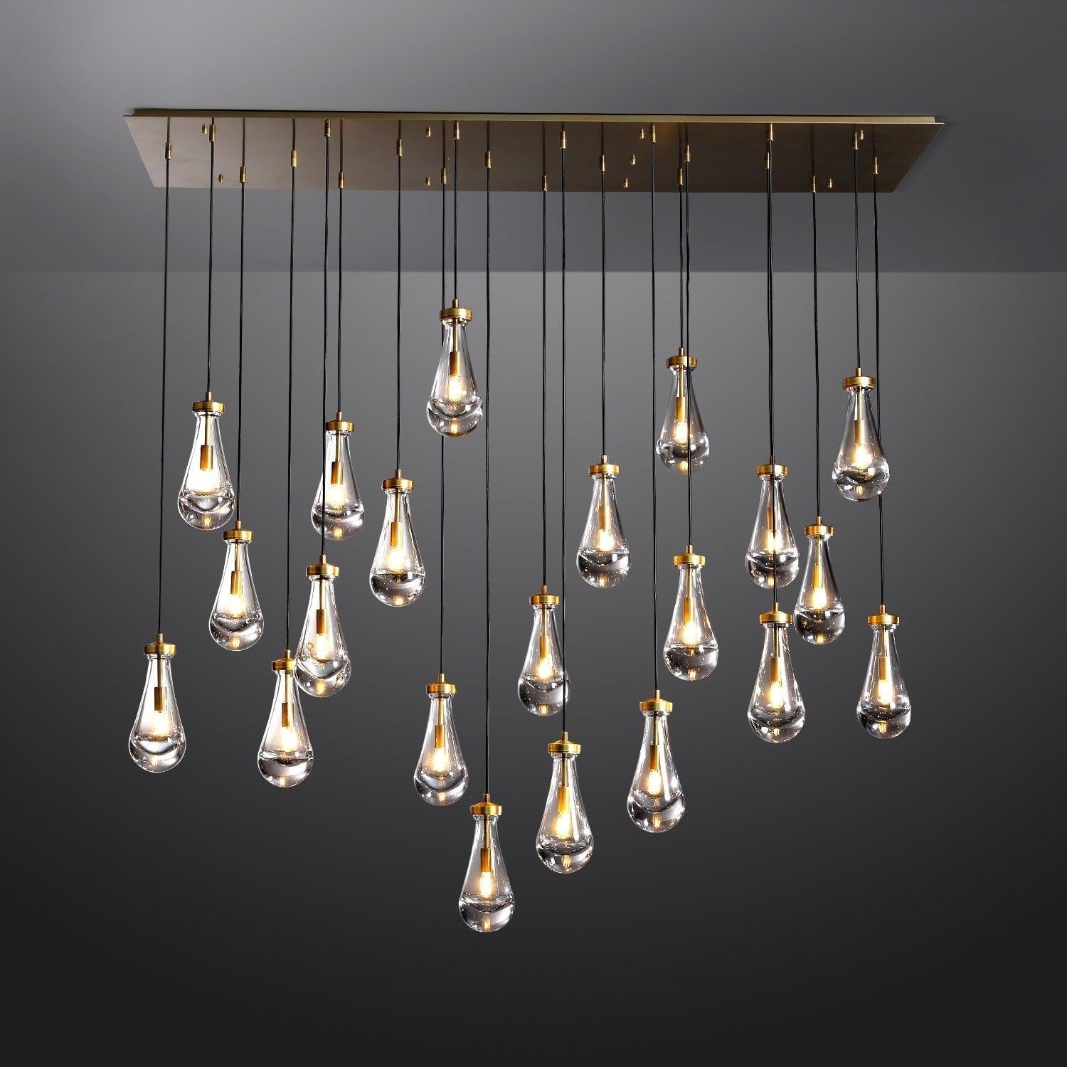 72 Inch Raindrop Glass Linear Chandelier – Ava