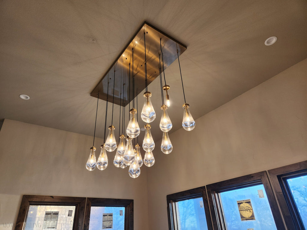 72 Inch Raindrop Glass Linear Chandelier – Ava
