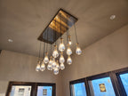 72 Inch Raindrop Glass Linear Chandelier – Ava
