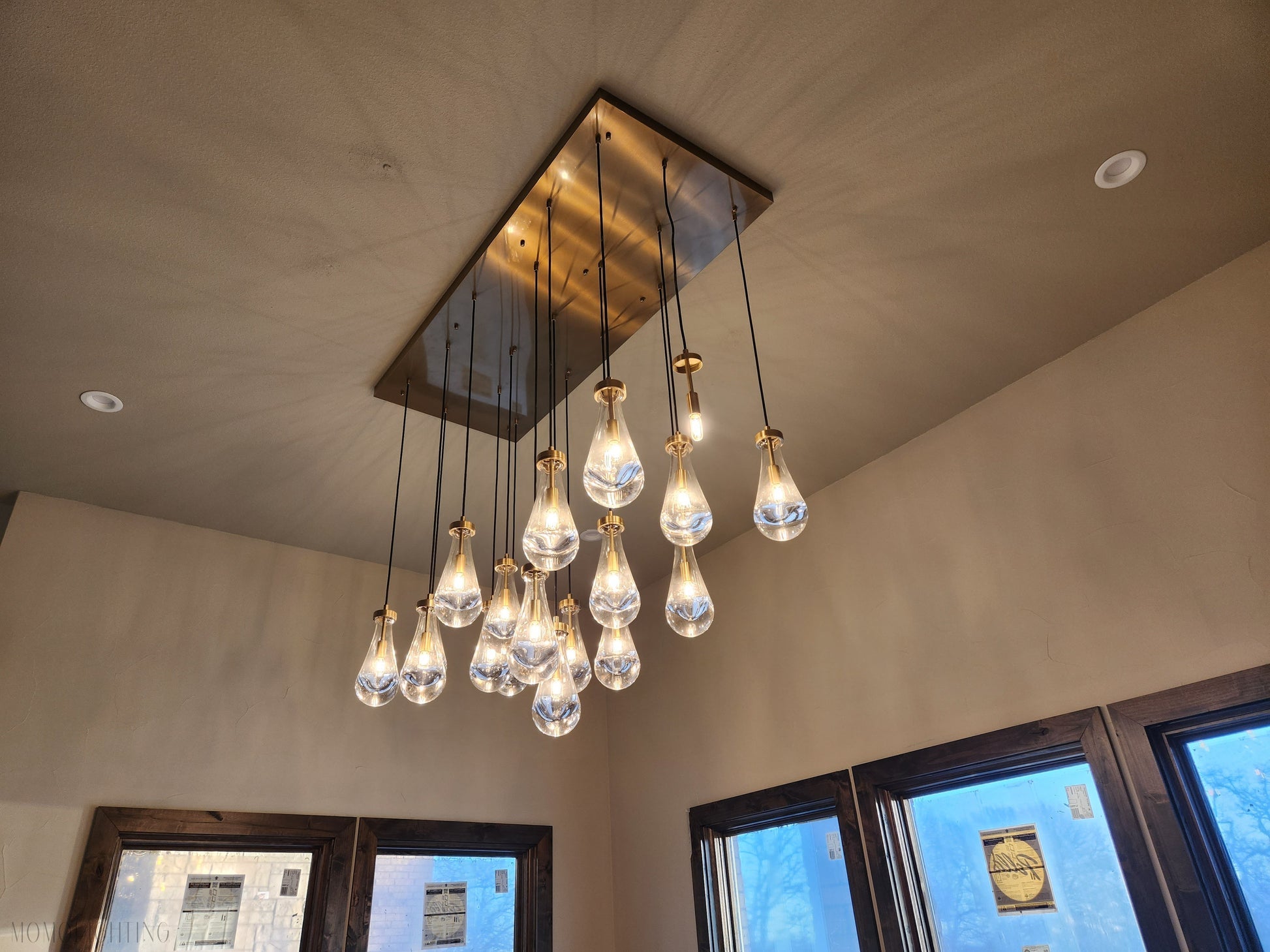72 Inch Raindrop Glass Linear Chandelier – Ava