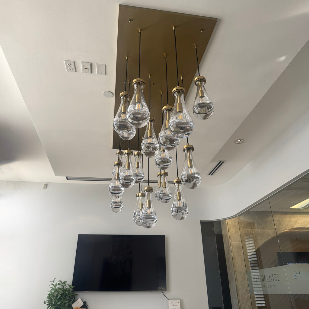 72 Inch Raindrop Glass Rectangular Chandelier – Lachryma