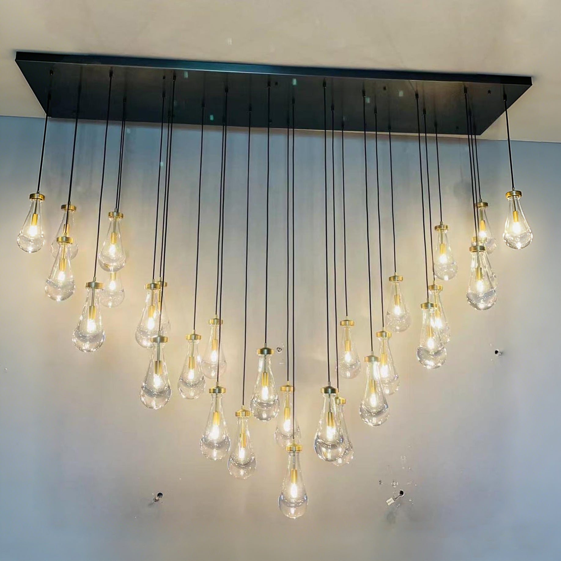 96 Inch Raindrop Glass Rectangular Chandelier – Lachryma