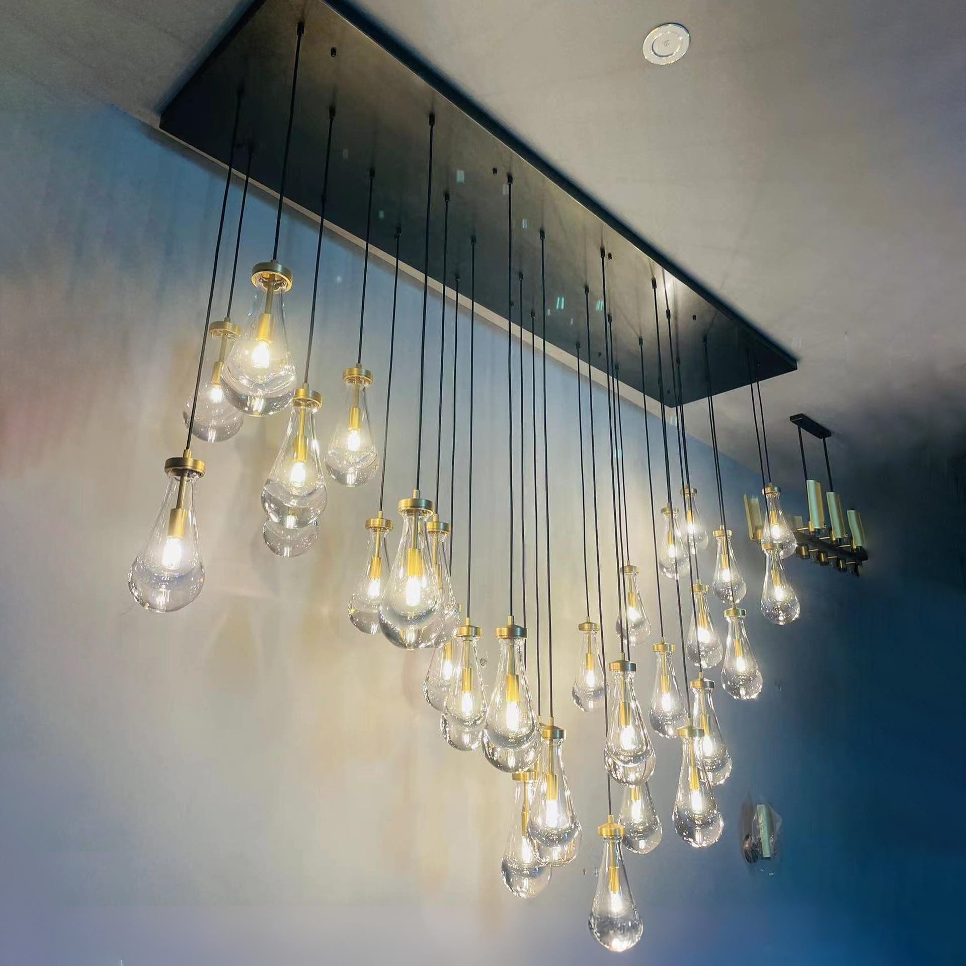 96 Inch Raindrop Glass Rectangular Chandelier – Lachryma