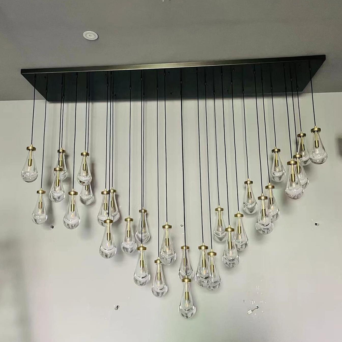 96 Inch Raindrop Glass Rectangular Chandelier – Lachryma
