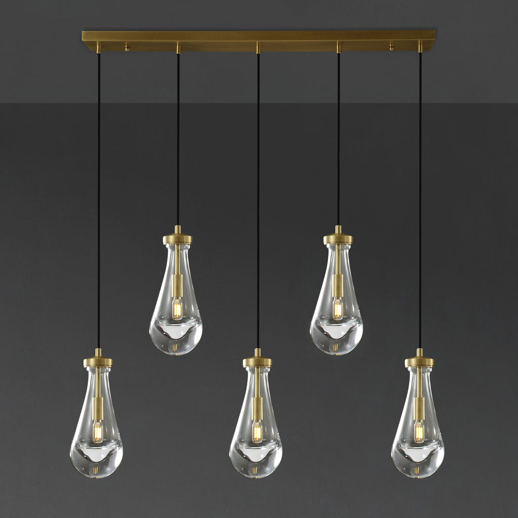 36 Inch Raindrop Glass Linear Cord Chandelier – Lachryma