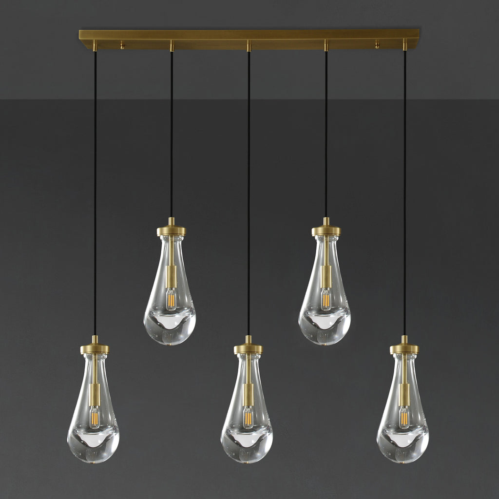 36 Inch Raindrop Glass Linear Cord Chandelier – Lachryma