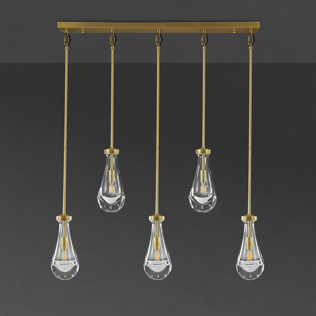 36 Inch Raindrop Glass Linear Rod Chandelier – Lachryma
