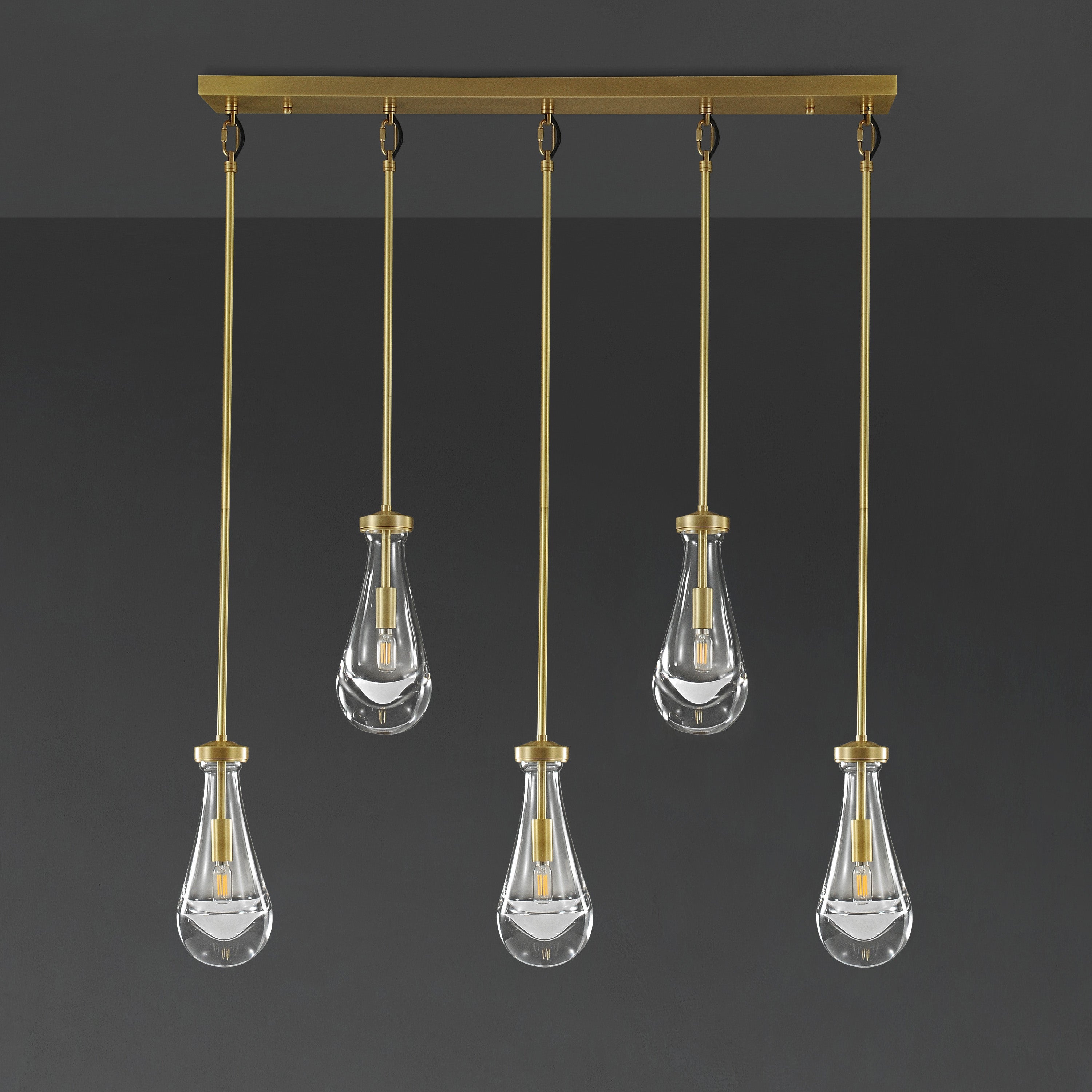 36 Inch Raindrop Glass Linear Rod Chandelier – Lachryma