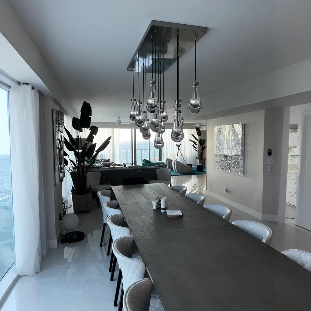 54 Inch Raindrop Glass Rectangular Chandelier – Lachryma