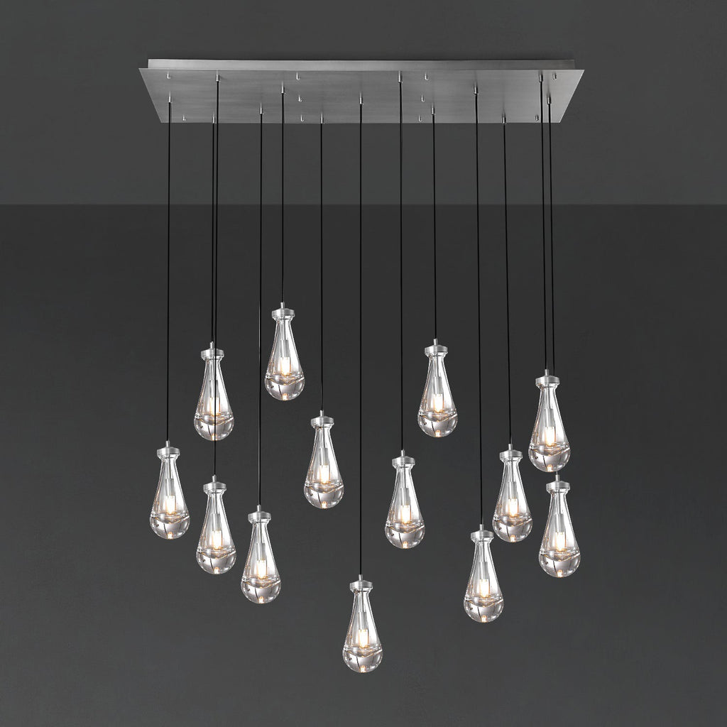 54 Inch Raindrop Glass Rectangular Chandelier – Lachryma