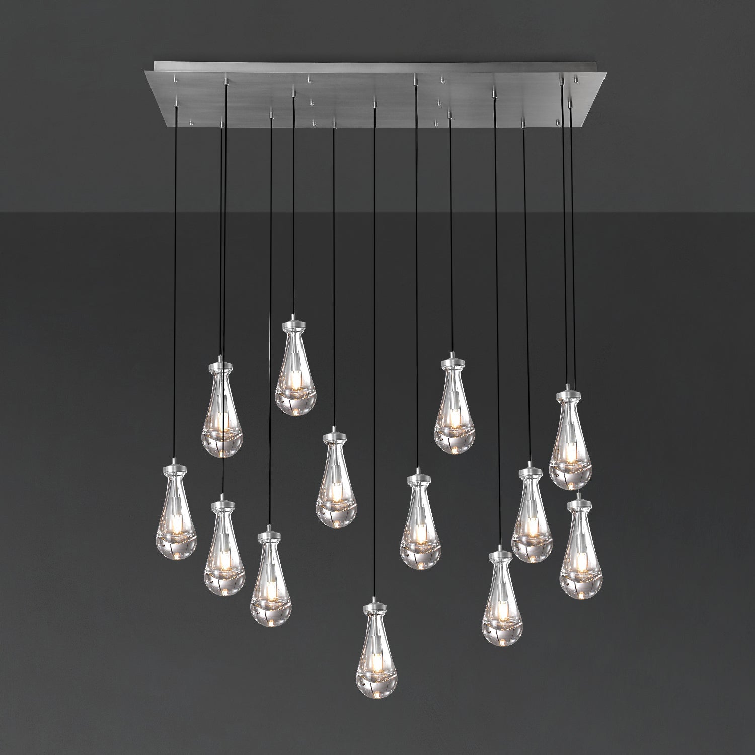 54 Inch Raindrop Glass Rectangular Chandelier – Lachryma