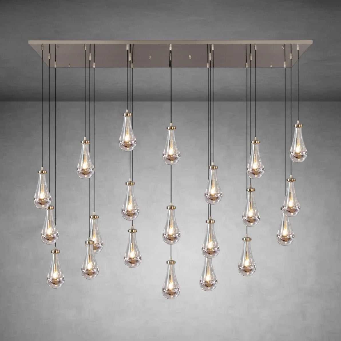 72 Inch Raindrop Glass Rectangular Chandelier – Lachryma
