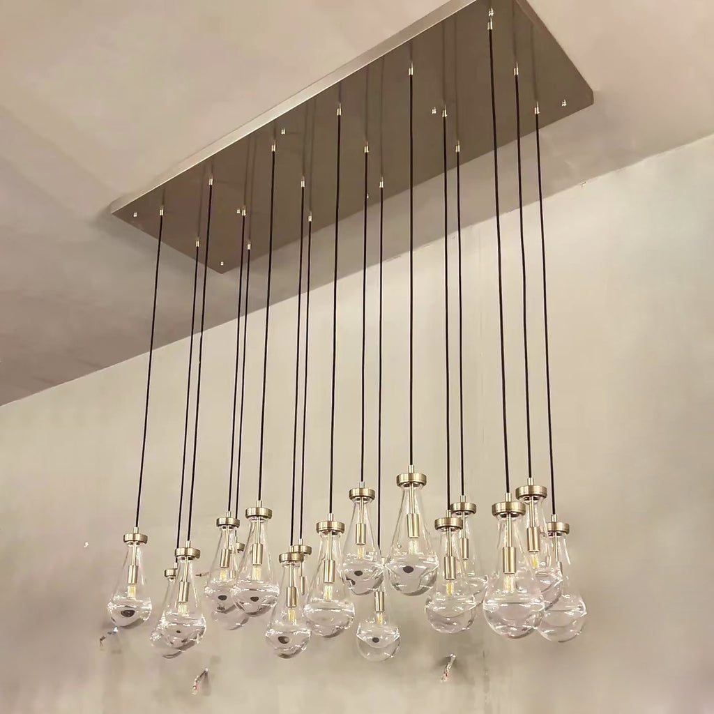 72 Inch Raindrop Glass Rectangular Chandelier – Lachryma