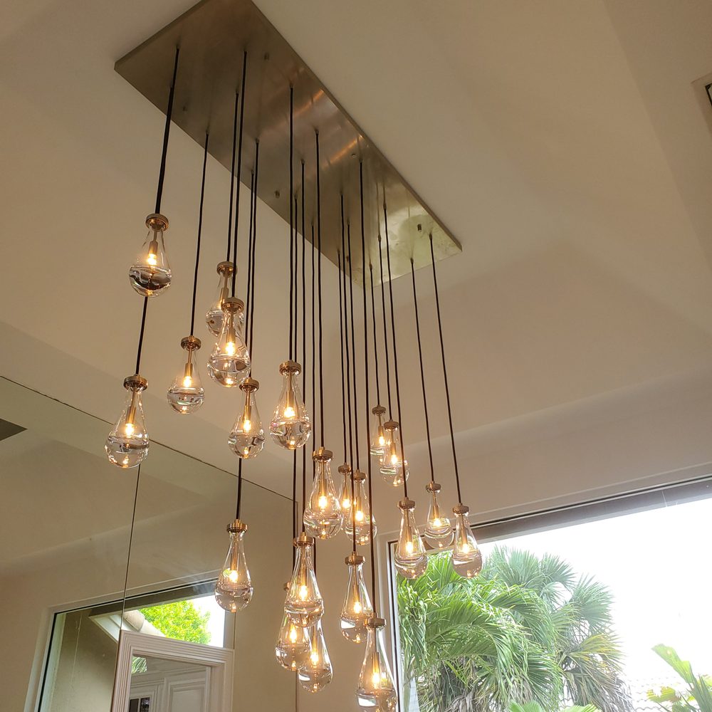 72 Inch Rectangular Raindrop Glass Chandelier – Lachryma