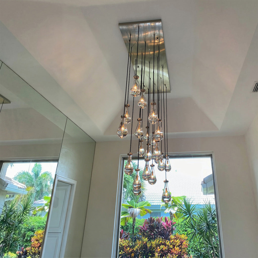 72 Inch Rectangular Raindrop Glass Chandelier – Lachryma
