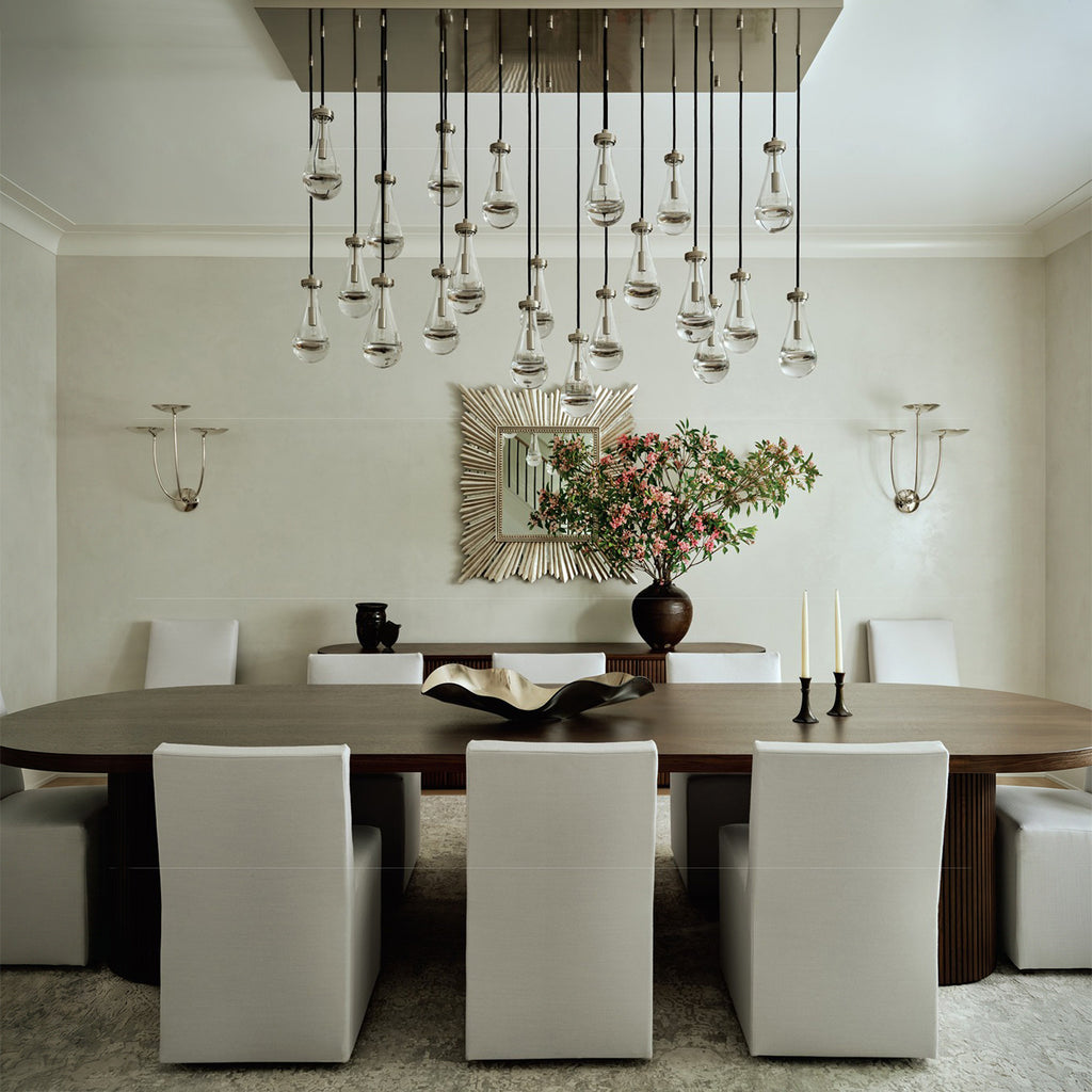72 Inch Rectangular Raindrop Glass Chandelier – Lachryma