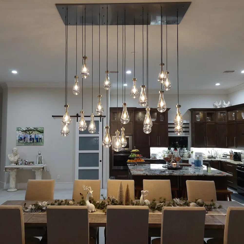 72 Inch Raindrop Glass Rectangular Chandelier – Lachryma