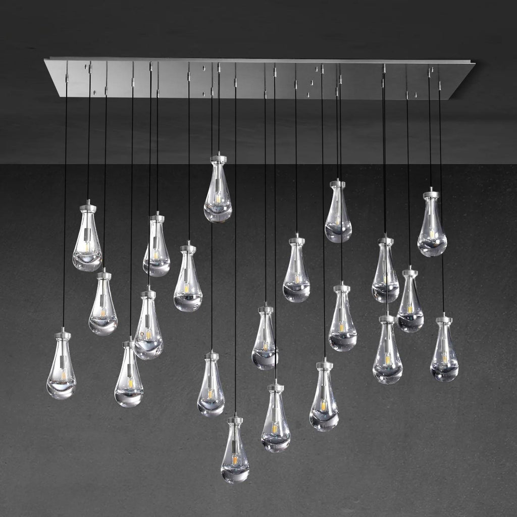 72 Inch Raindrop Glass Rectangular Chandelier – Lachryma