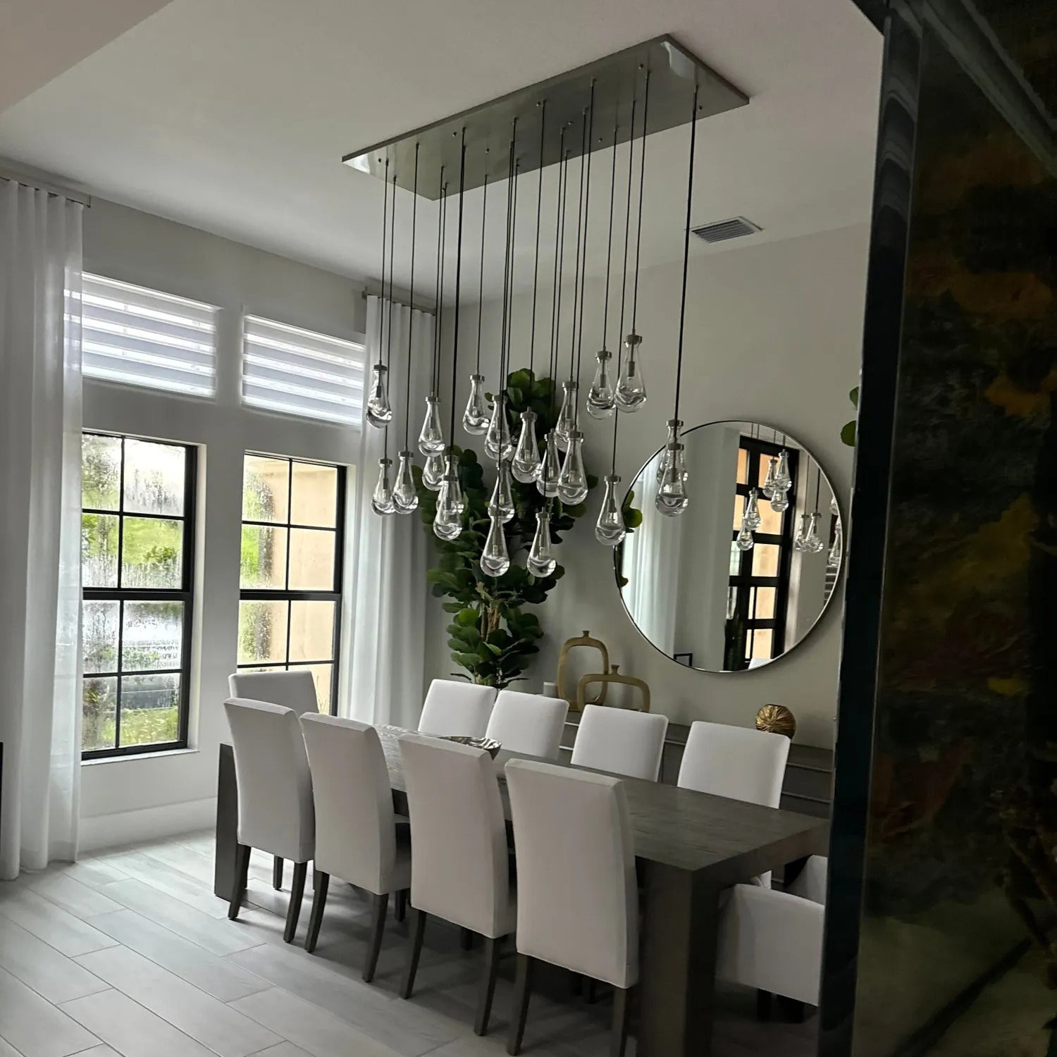 72 Inch Raindrop Glass Rectangular Chandelier – Lachryma