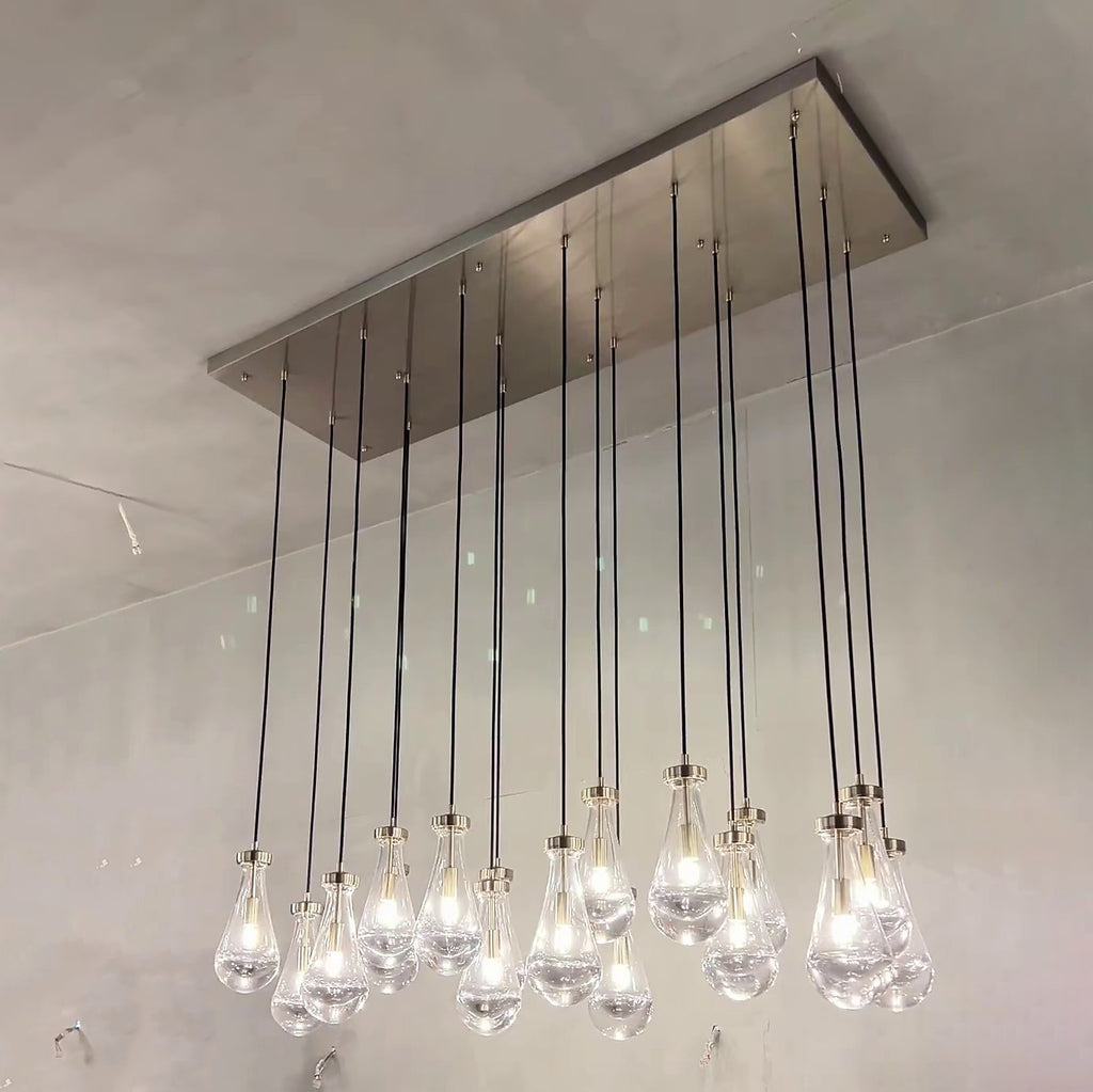 72 Inch Raindrop Glass Rectangular Chandelier – Lachryma