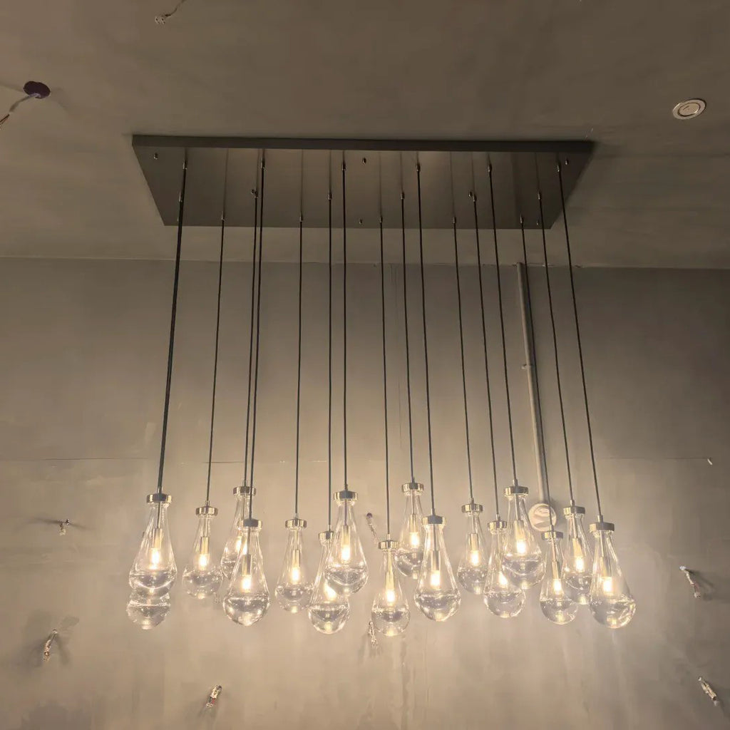 72 Inch Raindrop Glass Rectangular Chandelier – Lachryma