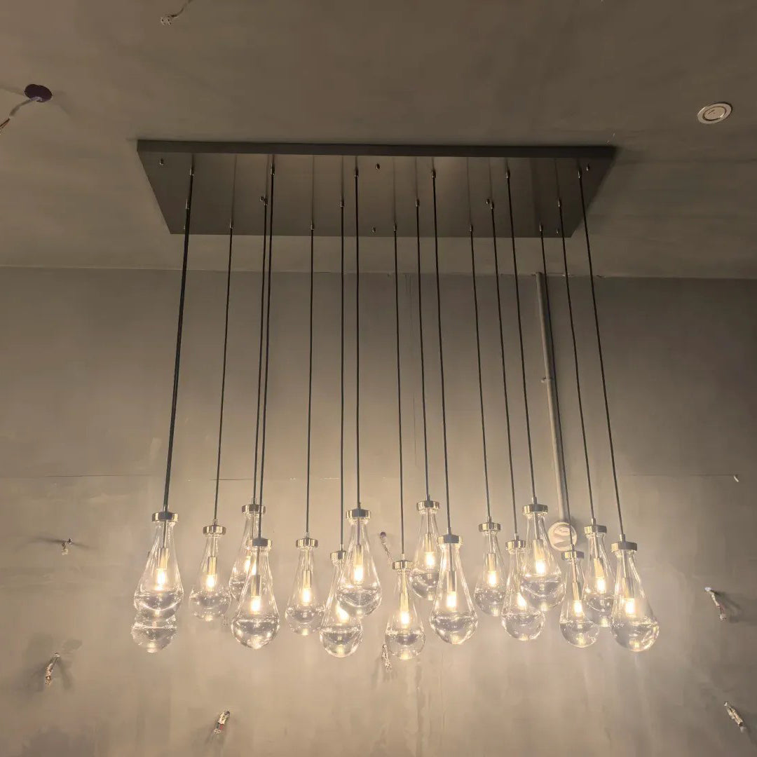 72 Inch Raindrop Glass Rectangular Chandelier – Lachryma