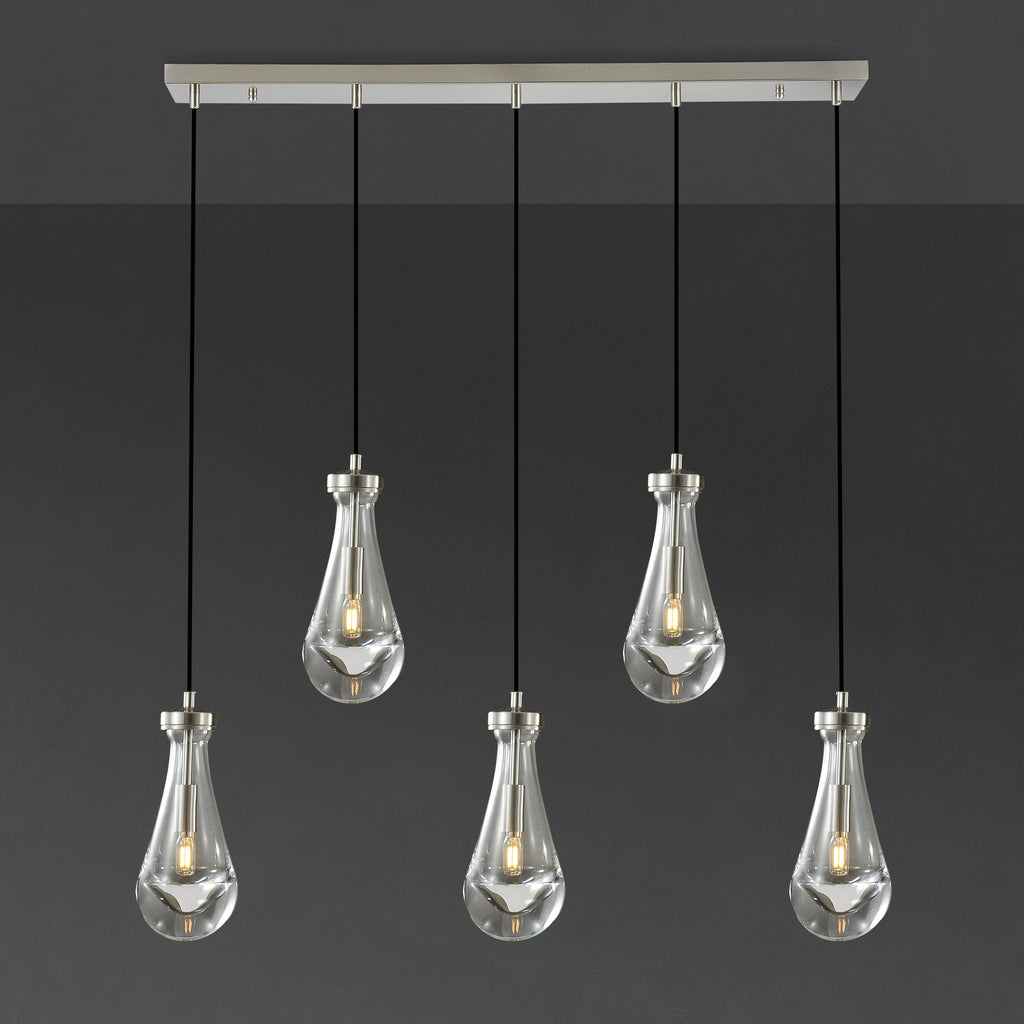 36 Inch Raindrop Glass Linear Cord Chandelier – Lachryma