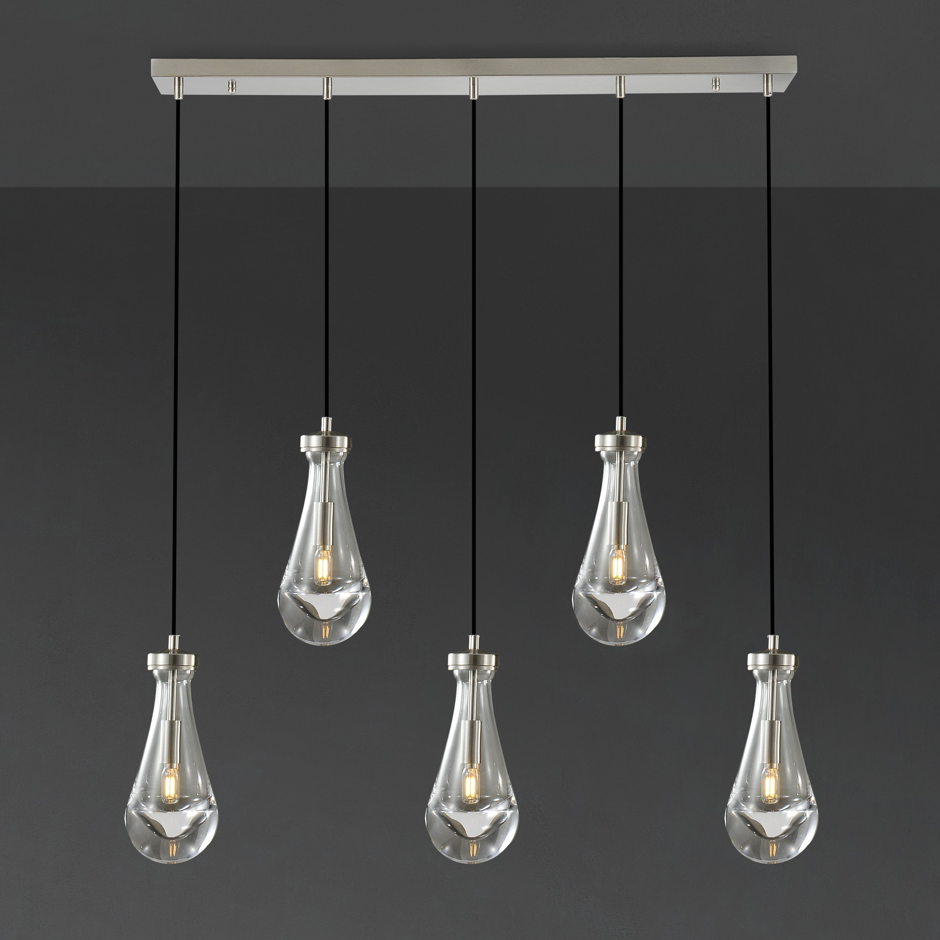 36 Inch Raindrop Glass Linear Cord Chandelier – Lachryma