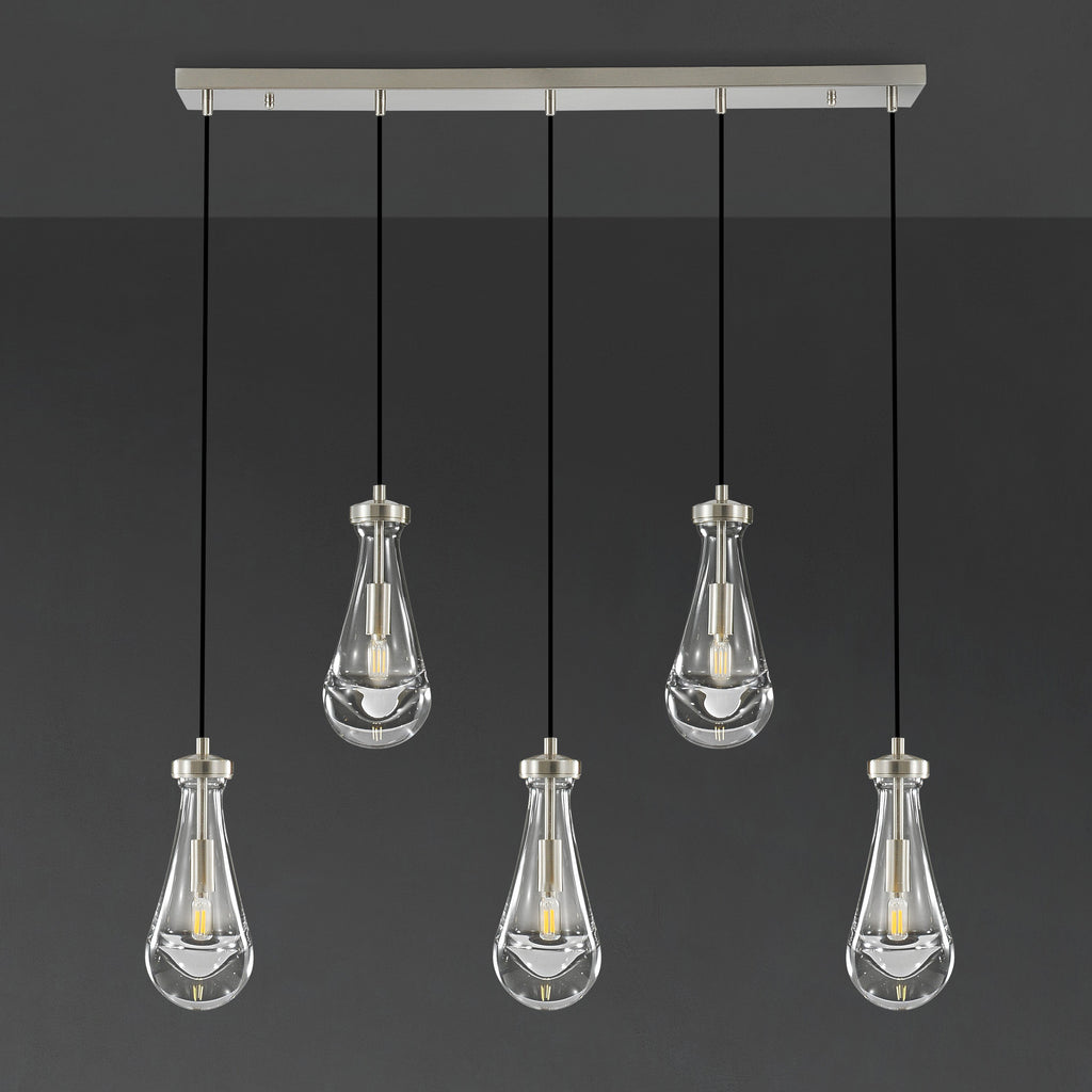 36 Inch Raindrop Glass Linear Cord Chandelier – Lachryma