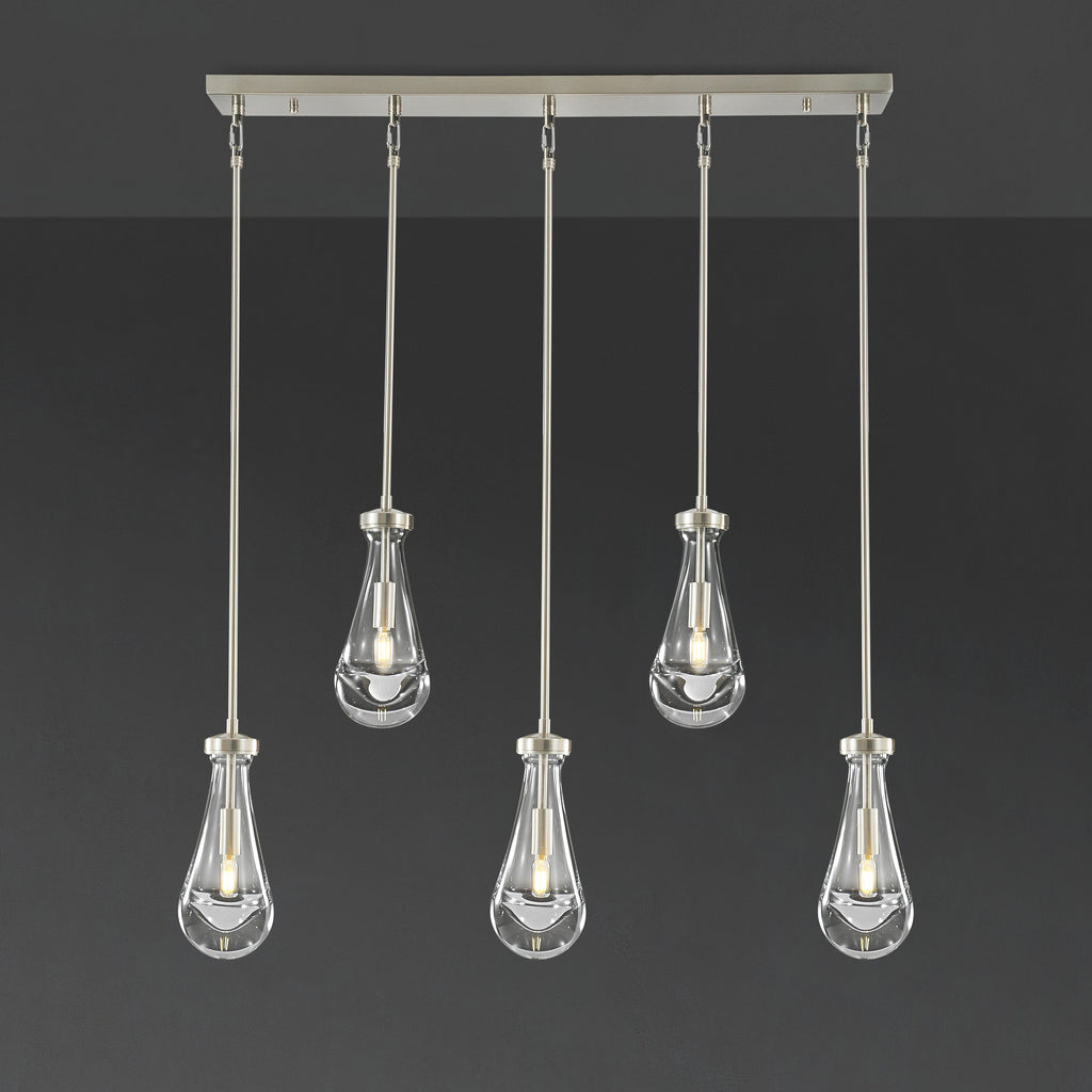 36 Inch Raindrop Glass Linear Rod Chandelier – Lachryma