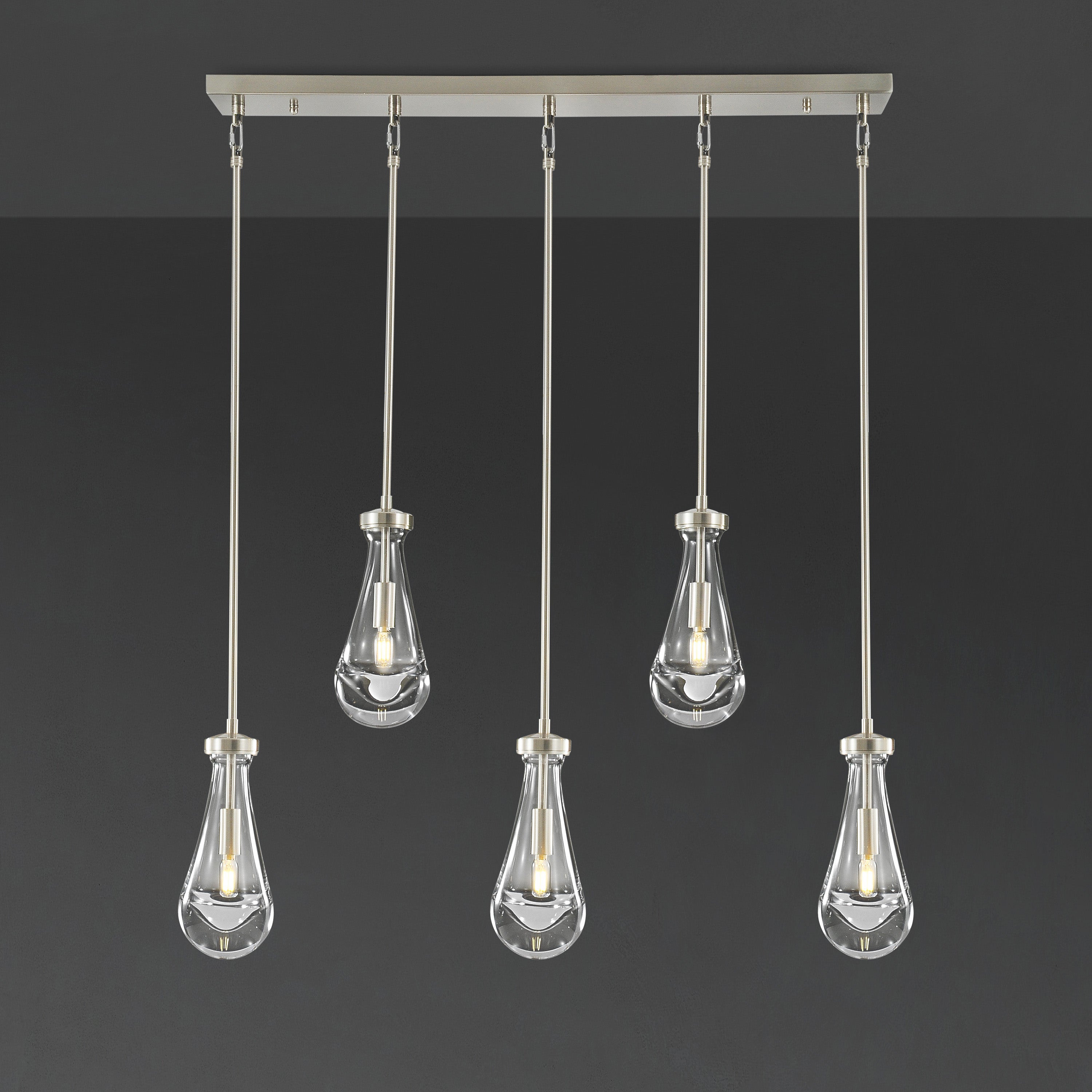 36 Inch Raindrop Glass Linear Rod Chandelier – Lachryma