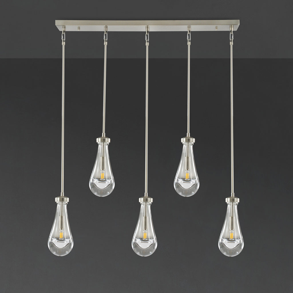 36 Inch Raindrop Glass Linear Rod Chandelier – Lachryma