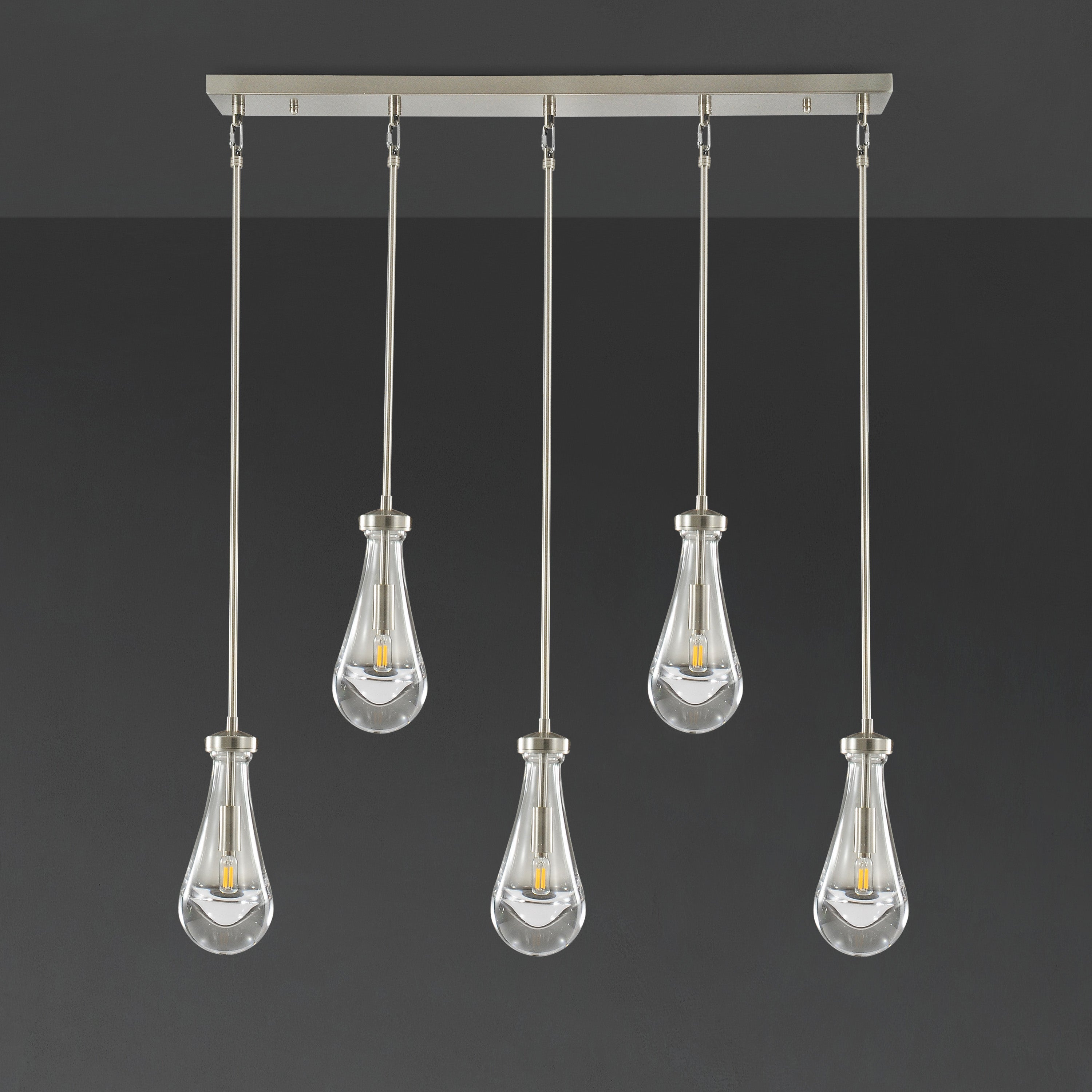 36 Inch Raindrop Glass Linear Rod Chandelier – Lachryma
