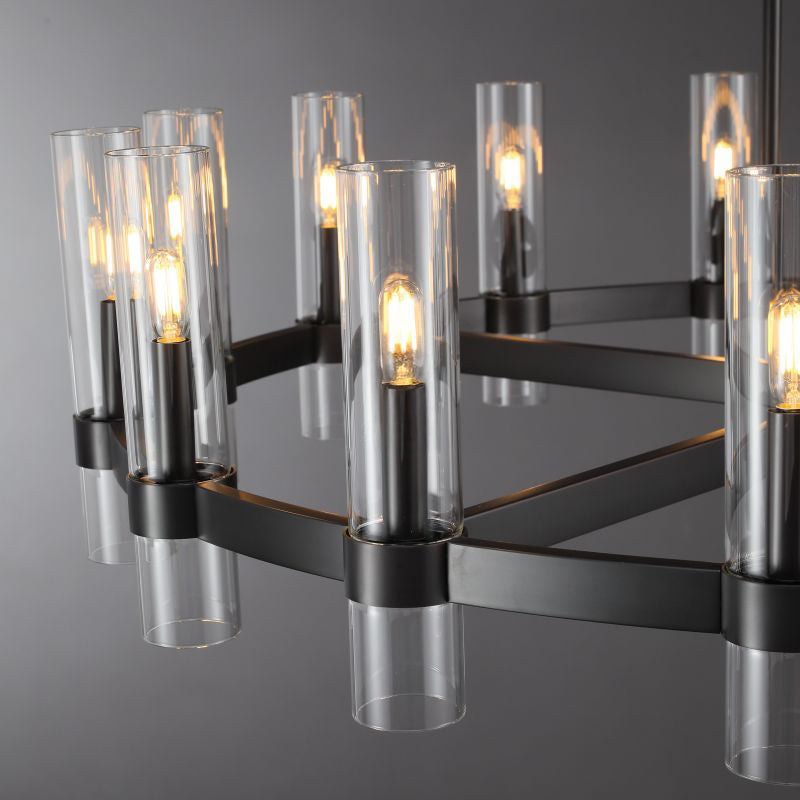 48 Inch Cylindrical Glass Candle Round Chandelier - Ravelle