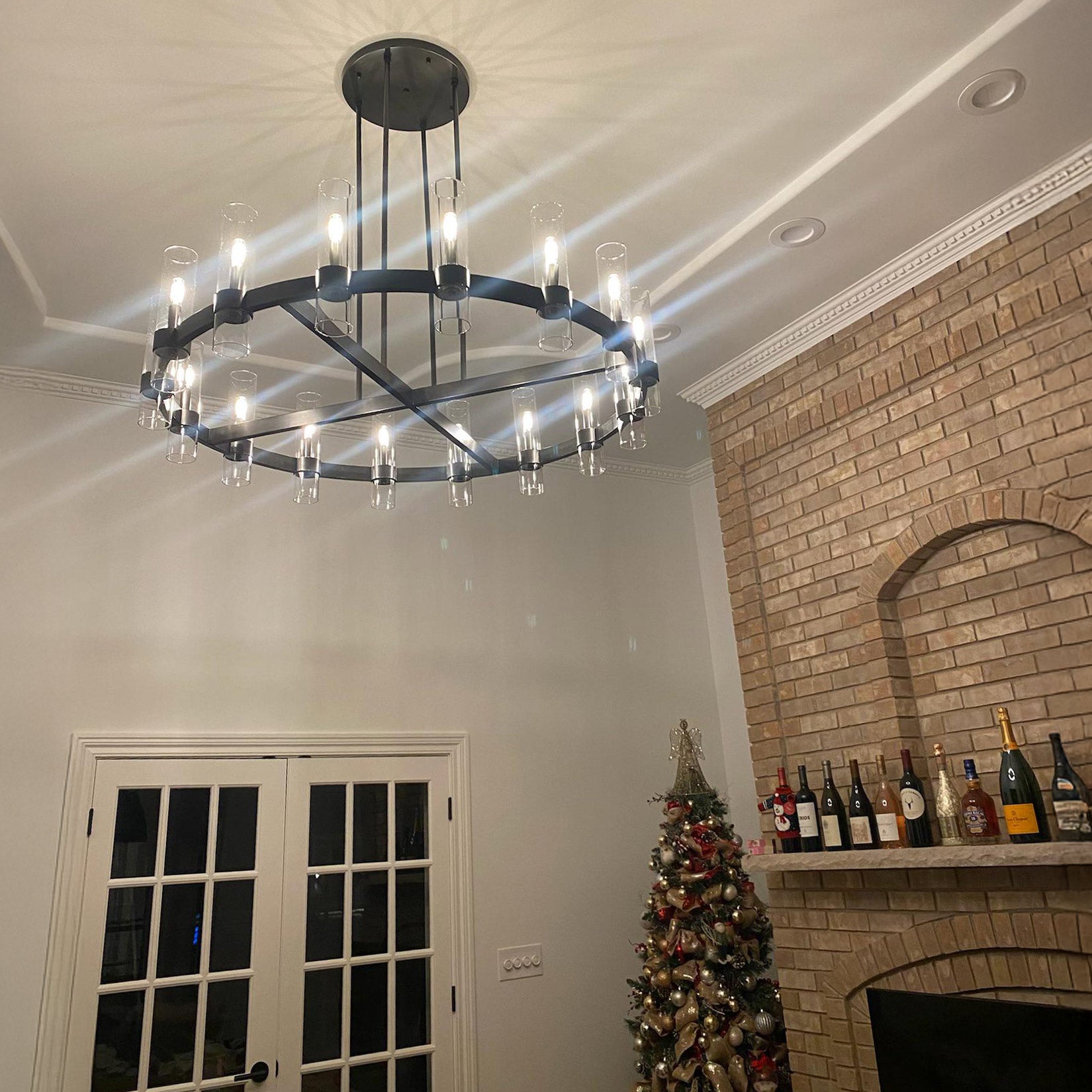 48 Inch Cylindrical Glass Candle Round Chandelier - Ravelle