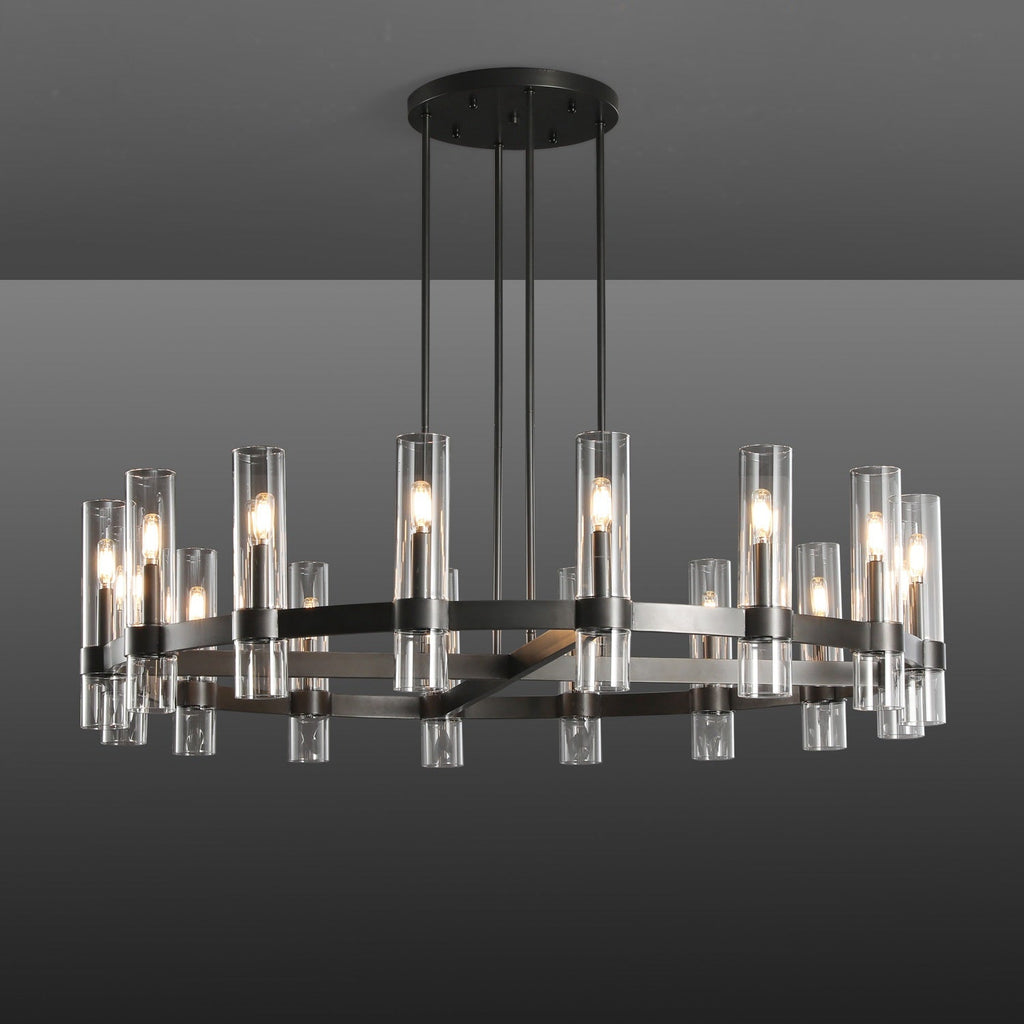 48 Inch Cylindrical Glass Candle Round Chandelier - Ravelle
