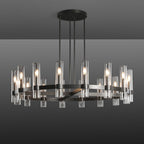 48 Inch Cylindrical Glass Candle Round Chandelier - Ravelle