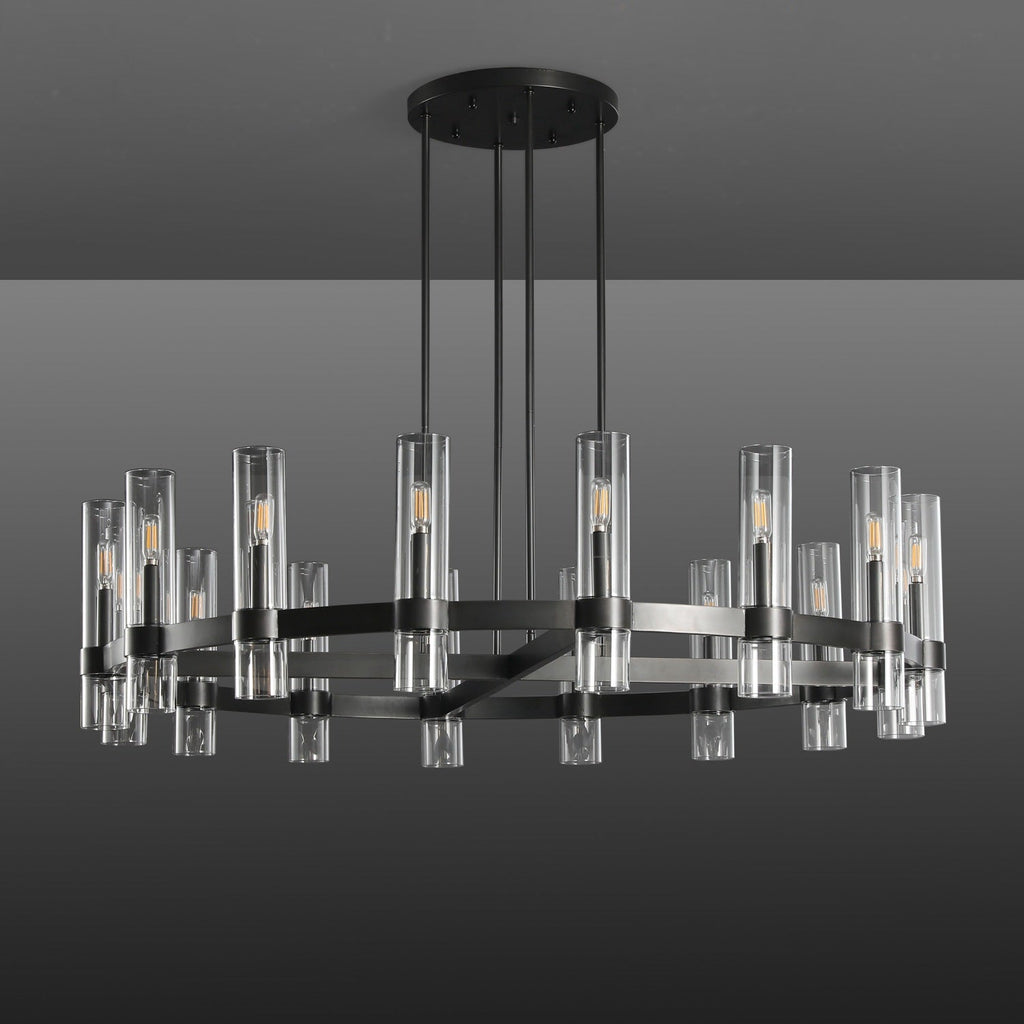 48 Inch Cylindrical Glass Candle Round Chandelier - Ravelle