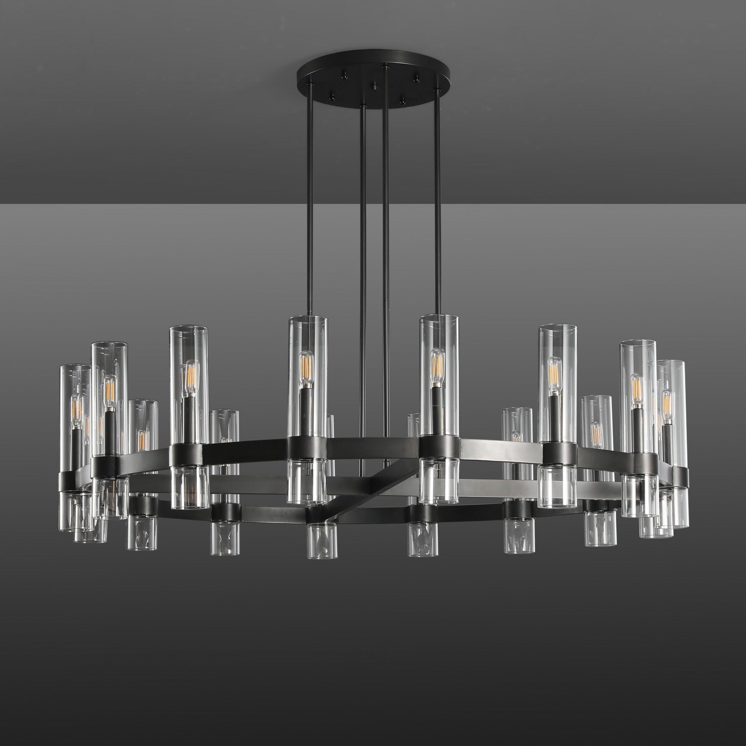 48 Inch Cylindrical Glass Candle Round Chandelier - Ravelle