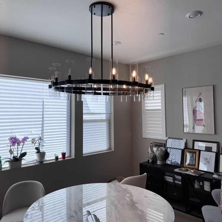 48 Inch Cylinder Glass Round Candle Chandelier - Ravelle