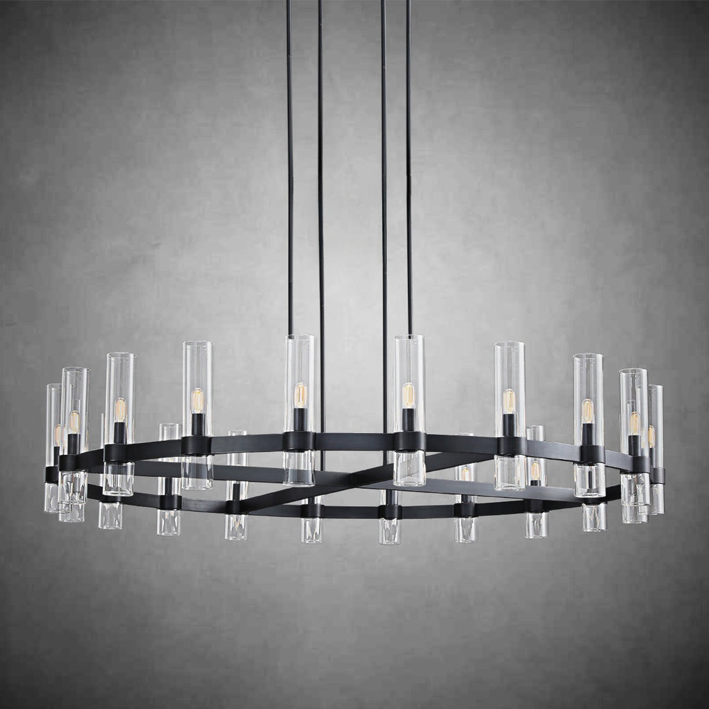 60 Inch Cylindrical Glass Candle Round Chandelier - Ravelle