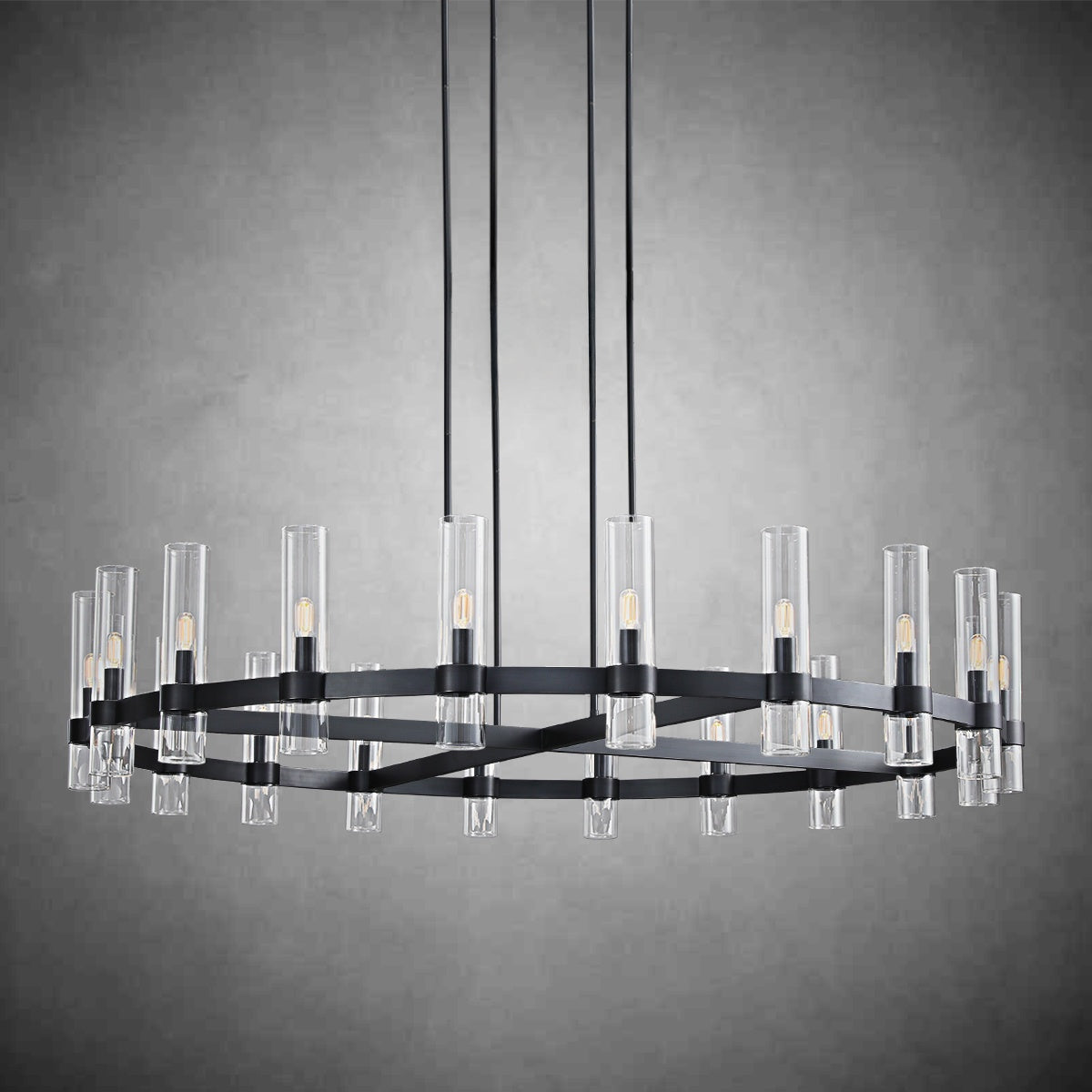60 Inch Cylindrical Glass Candle Round Chandelier - Ravelle