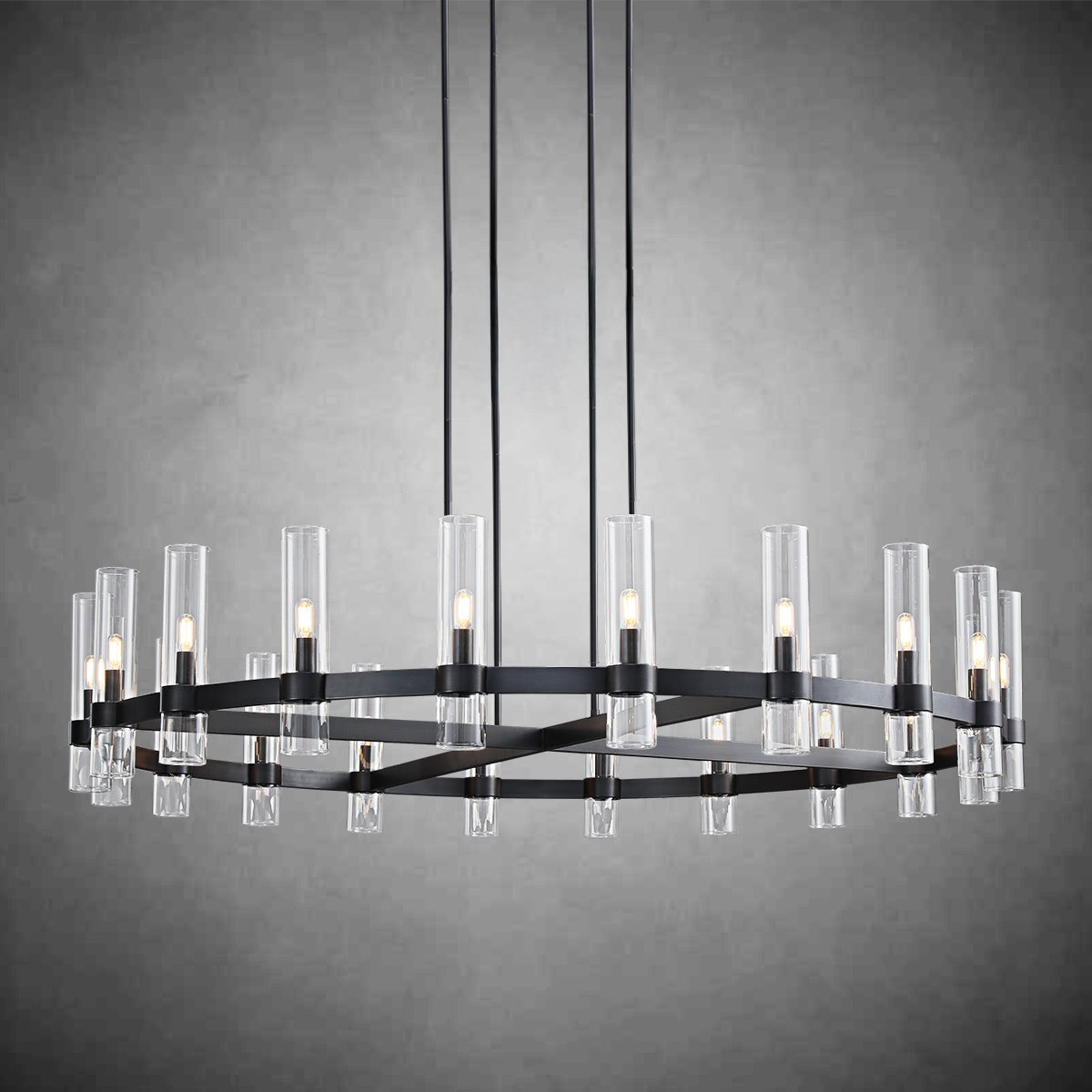 60 Inch Cylindrical Glass Candle Round Chandelier - Ravelle