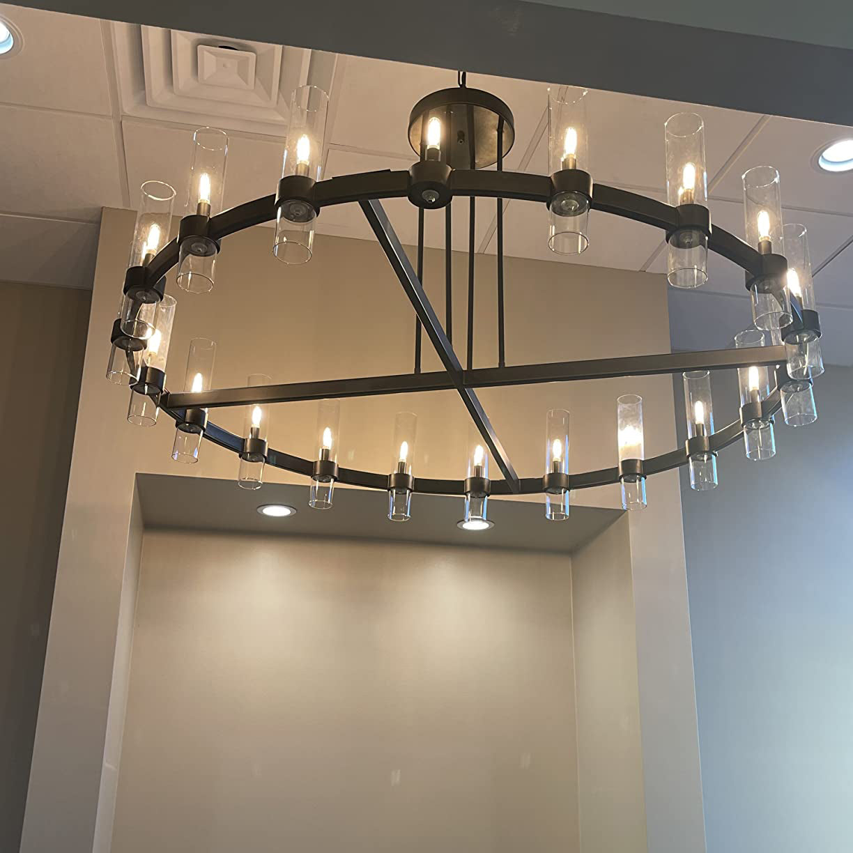 60 Inch Cylindrical Glass Candle Round Chandelier - Ravelle