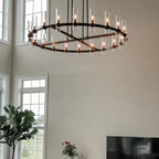 60 Inch Cylindrical Glass Candle Round Chandelier - Ravelle