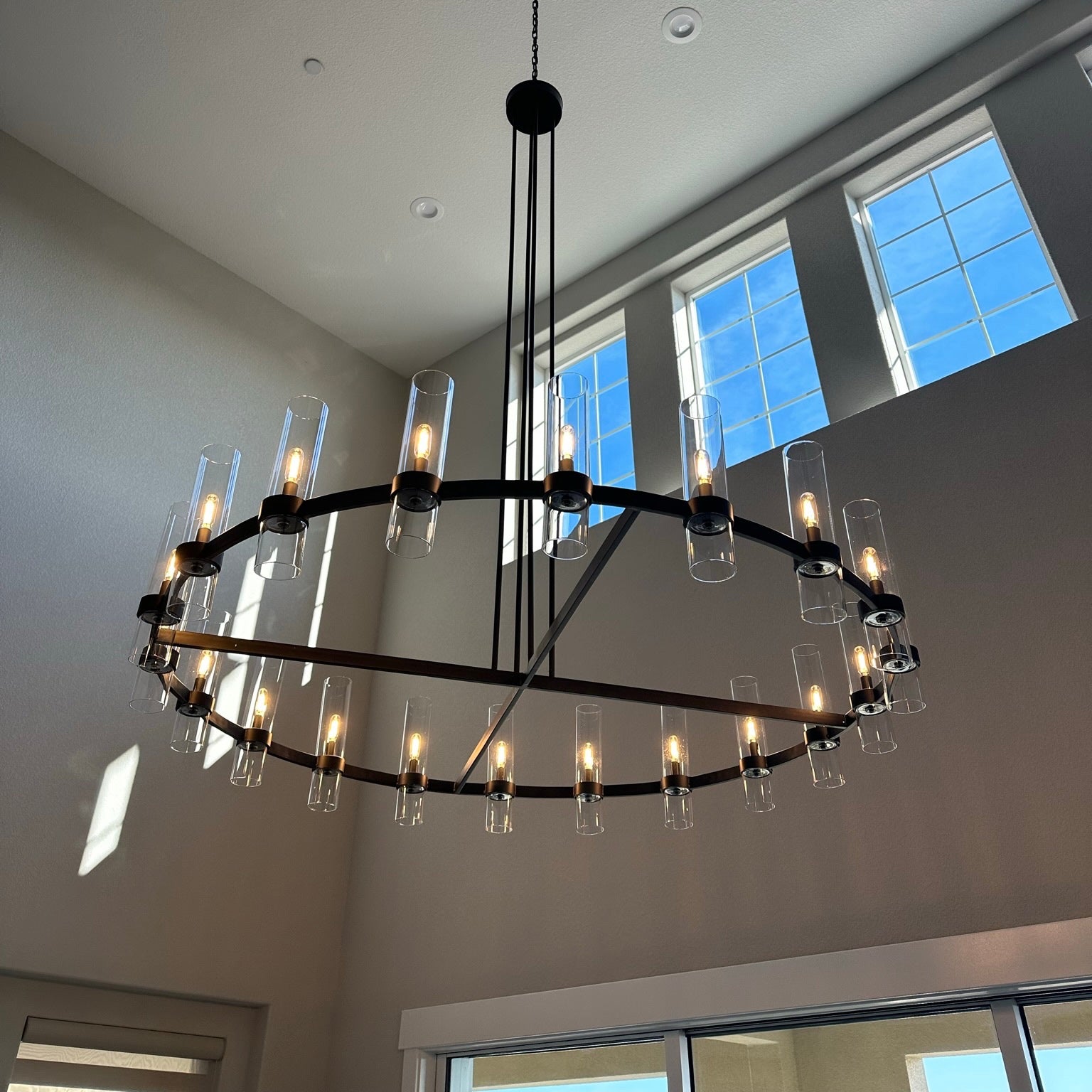 60 Inch Cylinder Glass Round Candle Chandelier - Ravelle