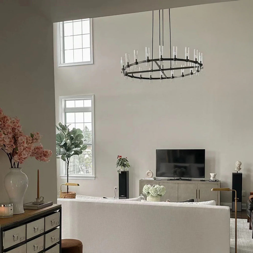 60 Inch Cylinder Glass Candle Round Chandelier - Ravelle