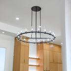 60 Inch Cylinder Glass Round Candle Chandelier - Ravelle